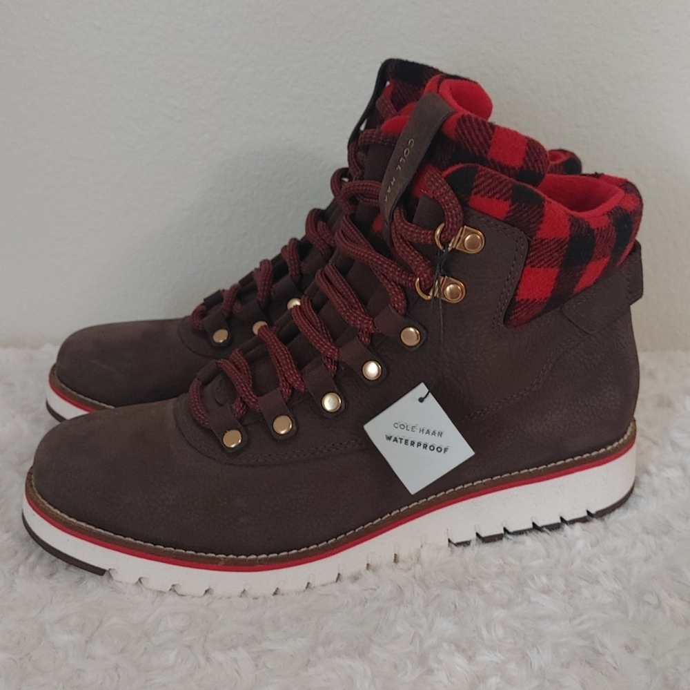 NWOB Cole Haan Suede with Buffalo Check Plaid Hiking Boots